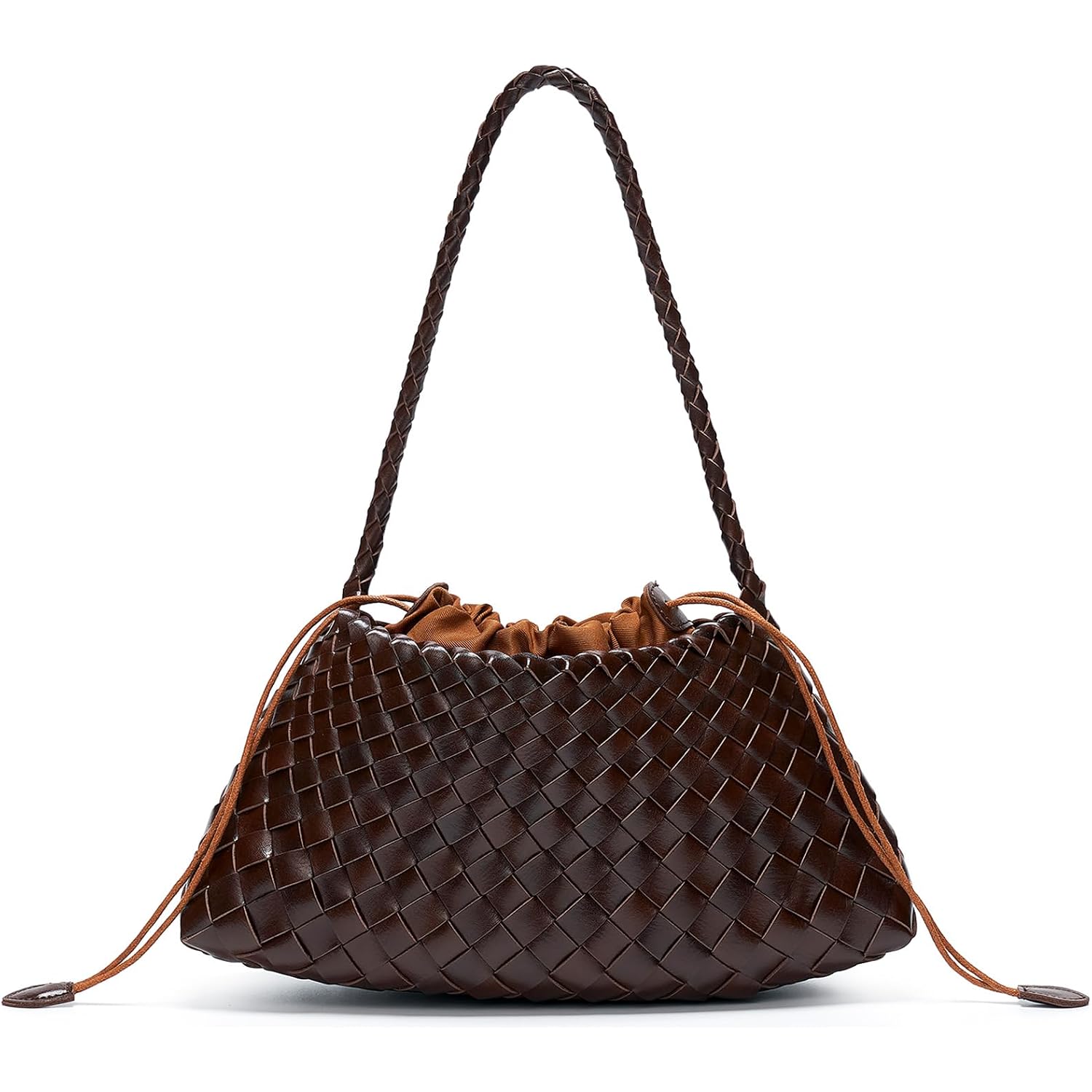 Small Woven Purse For Women Vegan Leather Underarm Shoulder Hobo Handbag