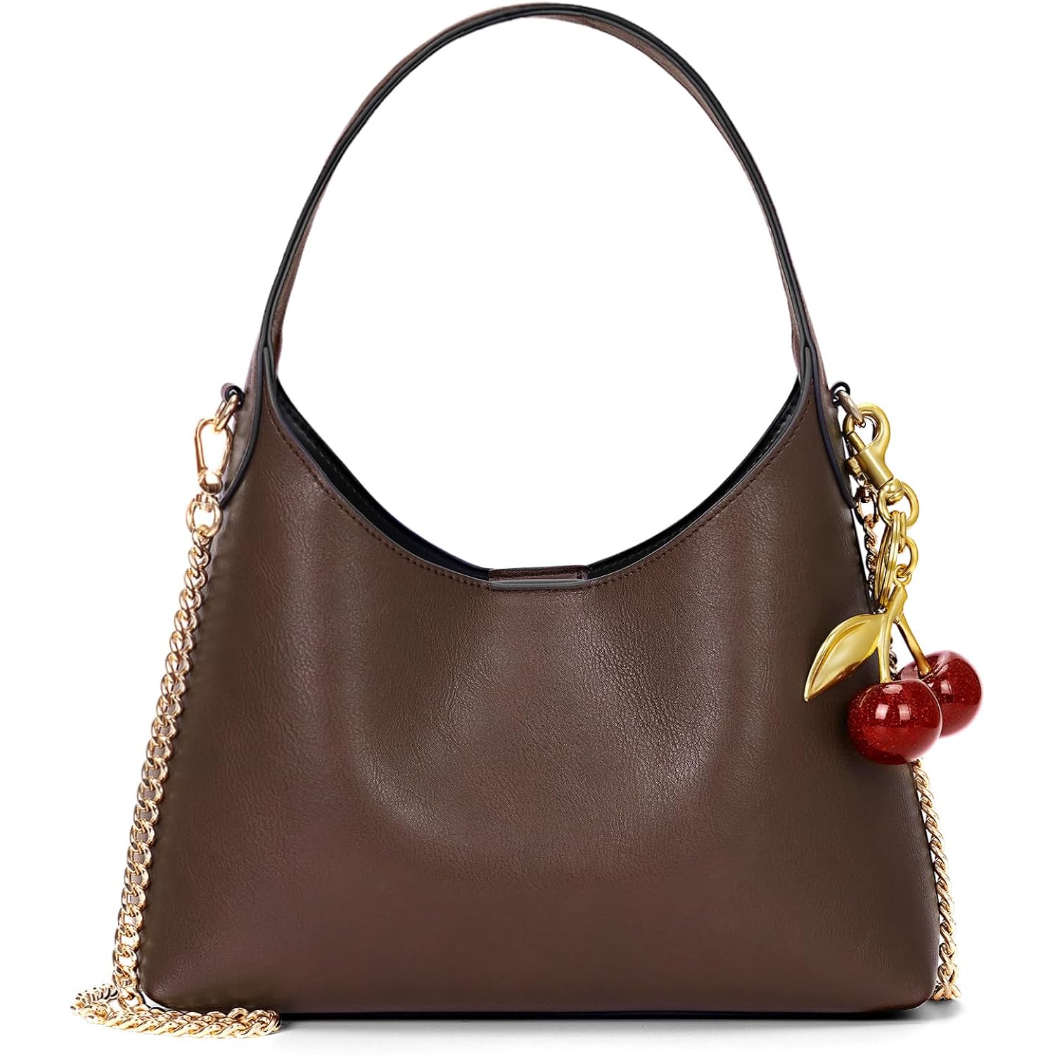 Small Hobo Bags For Women Cherry Shoulder Bag Purse Faux Leather Tote Handbag Trendy Chain Crossbody Bag
