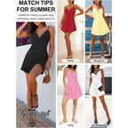 Miyieonz Women Sleeveless Sexy V Neck Summer Dress For Women Casual Flowy Beach Club Party Spaghetti Strap Mini Sundress