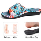 Summer House Slippers For Women With Arch Support Breathable Waffle Cotton Indoor Slippers Slip On Open Toe Home Shoes