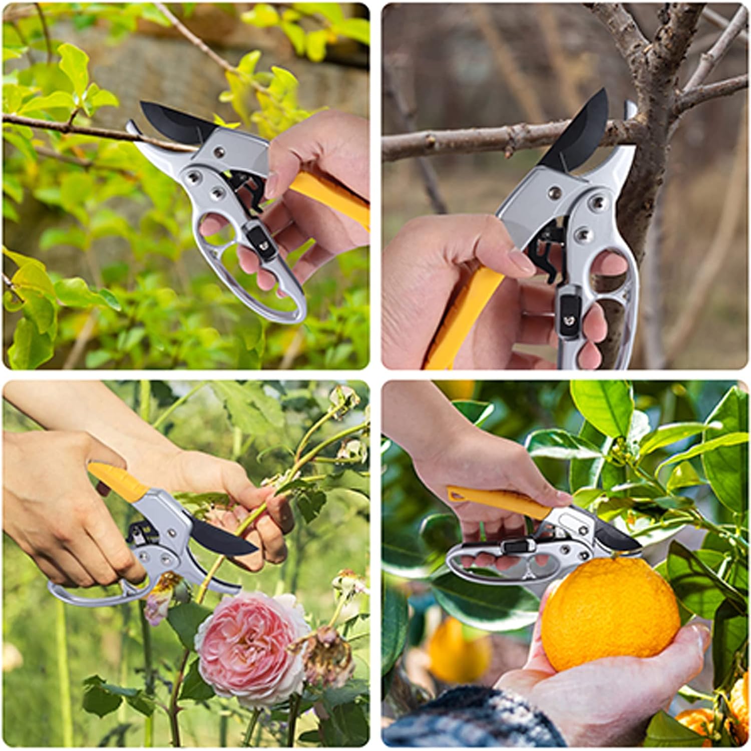 Premium Germany - Steel Pruning Shears, Work 3 Times Easier, Pruners Heady Duty, Sharp Garden Clippers Cuting Florist Flower, Hedge, Herb, Rose, Indoor Live Plants, Arthritis Weak Hand Snips