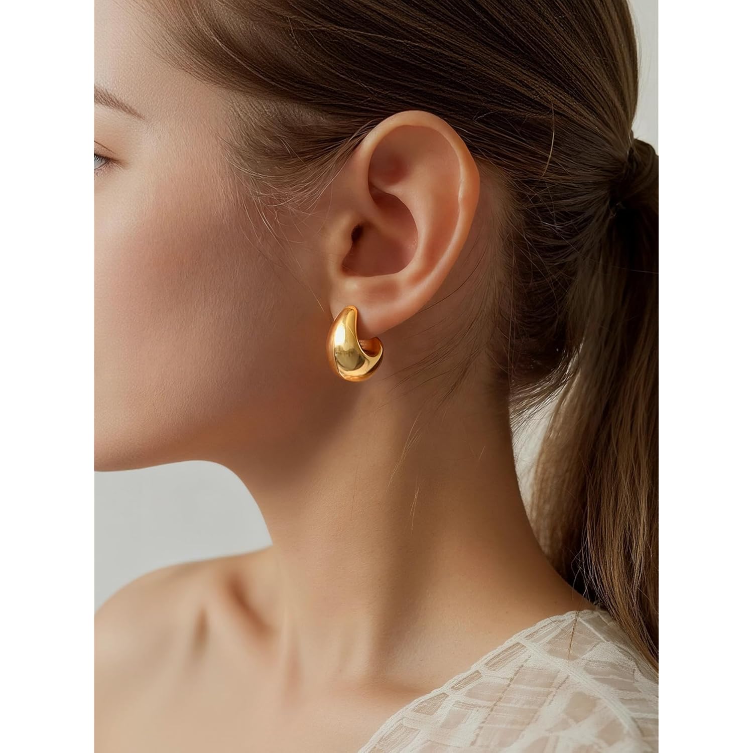 10 Pairs Chunky Gold Earrings for Women, Hypoallergenic Statement Hoops Earring for Multipack, Trendy Gold Chunky Hoop Earrings Jewelry for Gift