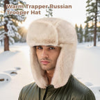 Cozy Plush Winter Hats Men Women Trapper Trooper Hat with Earflaps Windproof Russian Ushanka Hats Outdoor Skiing Cap