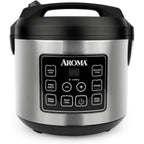 Aroma Housewares 20 Cup Cooked (10 Cup Uncooked) Digital Rice Cooker, Slow Cooker, Food Steamer, Ss Exterior (Arc-150Sb),Black