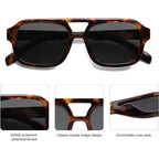 SOJOS Retro Aviator Sunglasses for Womens Mens Polarized Trendy Square Designer Inspired Shades 80s 90s Sun Glasses SJ2342 Tortoise Grey