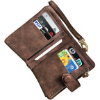 AOXONEL Women's Small Bifold Leather wallet Rfid blocking Ladies Wristlet with Card holder id window Coin Purse