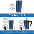 Wetoweto 20Oz Tumbler, Stainless Steel Vacuum Insulated Coffee Travel Mug, Double Wall Powder Coated Insulated Coffee Mug Travel Mug With Lid Thermal Cup For Outdoor (Navy Blue, 1 Pack)