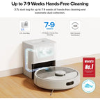 Roborock Q7 M5+ Robot Vacuum And Mop, Up To 7-9 Weeks Self-Empty, 10000Pa | Upgraded From Q5 Max+, Dual Anti-Tangle System For Pet Hair & Carpet, Precisense Lidar Navigation, App Control, White