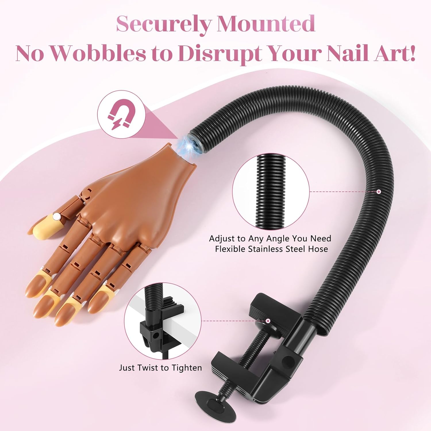 Practice Hand for Acrylic Nails: Detachable Magnetic Practice Hand for DIY Nail Art - Realistic Flexible Fake Hand Manicure Training Finger at Home for Beginners