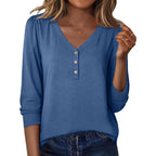 Women's Long Sleeve Shirts V Neck Dressy Casual Tops Trendy Button Down Blouse Fall Fashion Work Clothes