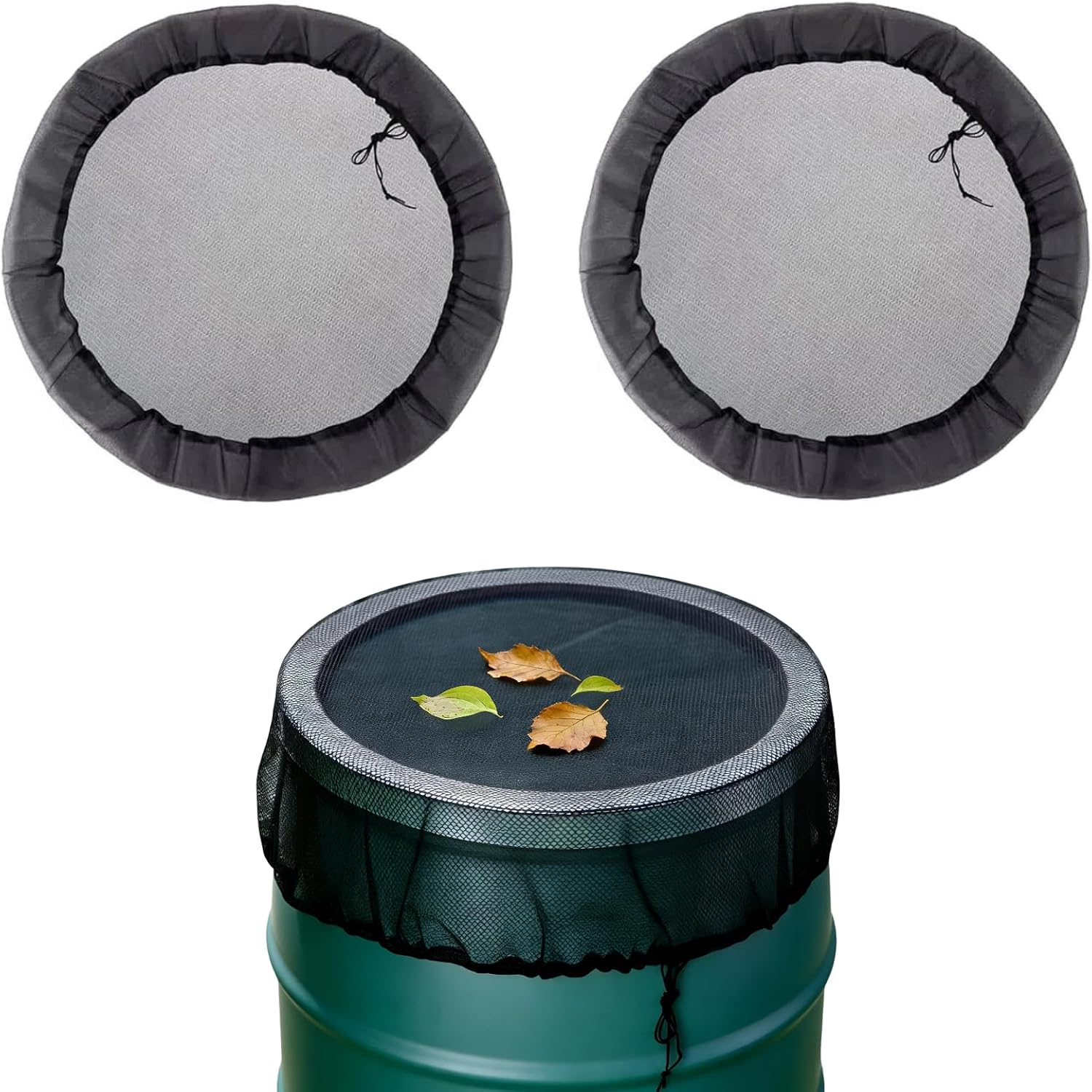 2-Pack Mesh Cover For Rain Barrels, 39 Inch Debris Cover With Drawstring, Outdoor Water Collection Bucket Protector Screen, Prevent Fallen Leaves For Garden, Yard, Eaves Downspouts