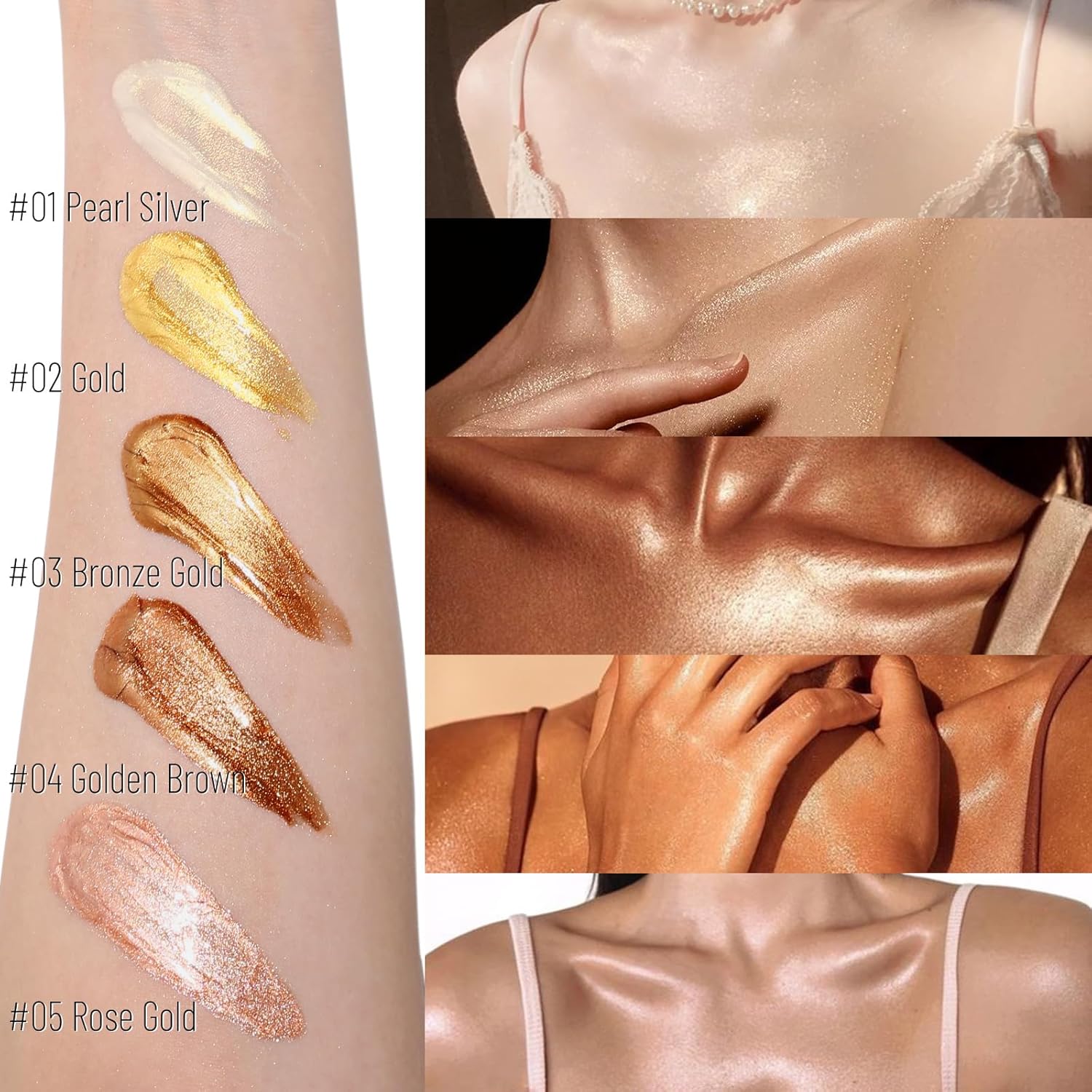 UCANBE Body Shimmer Oil 100ml, Moisturizing Body Glow Glitter Oil, Waterproof Shimmering Luminizer Liquid Illuminator Highlighter, Tinted Shimmer Lotion Glowing Bronzer Makeup(Bronze Gold)