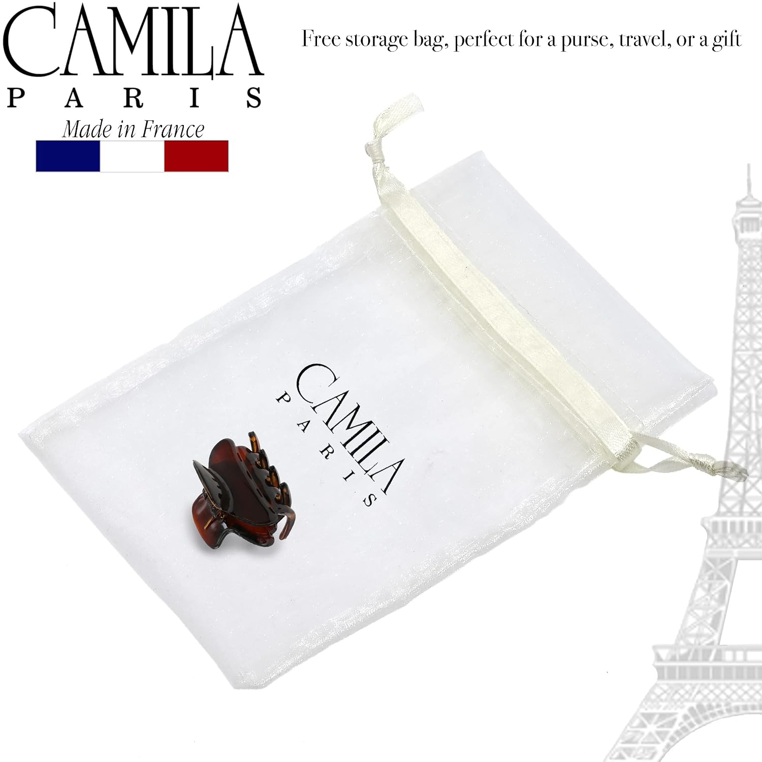 Camila Paris Cp3553 French Small Hair Clips For Women, 1.5" Small Claw Clip Fashion Styling Mini Hair Clip Accessories For Women, Strong Hold No Slip Grip Cute Claw Clips, Made In France