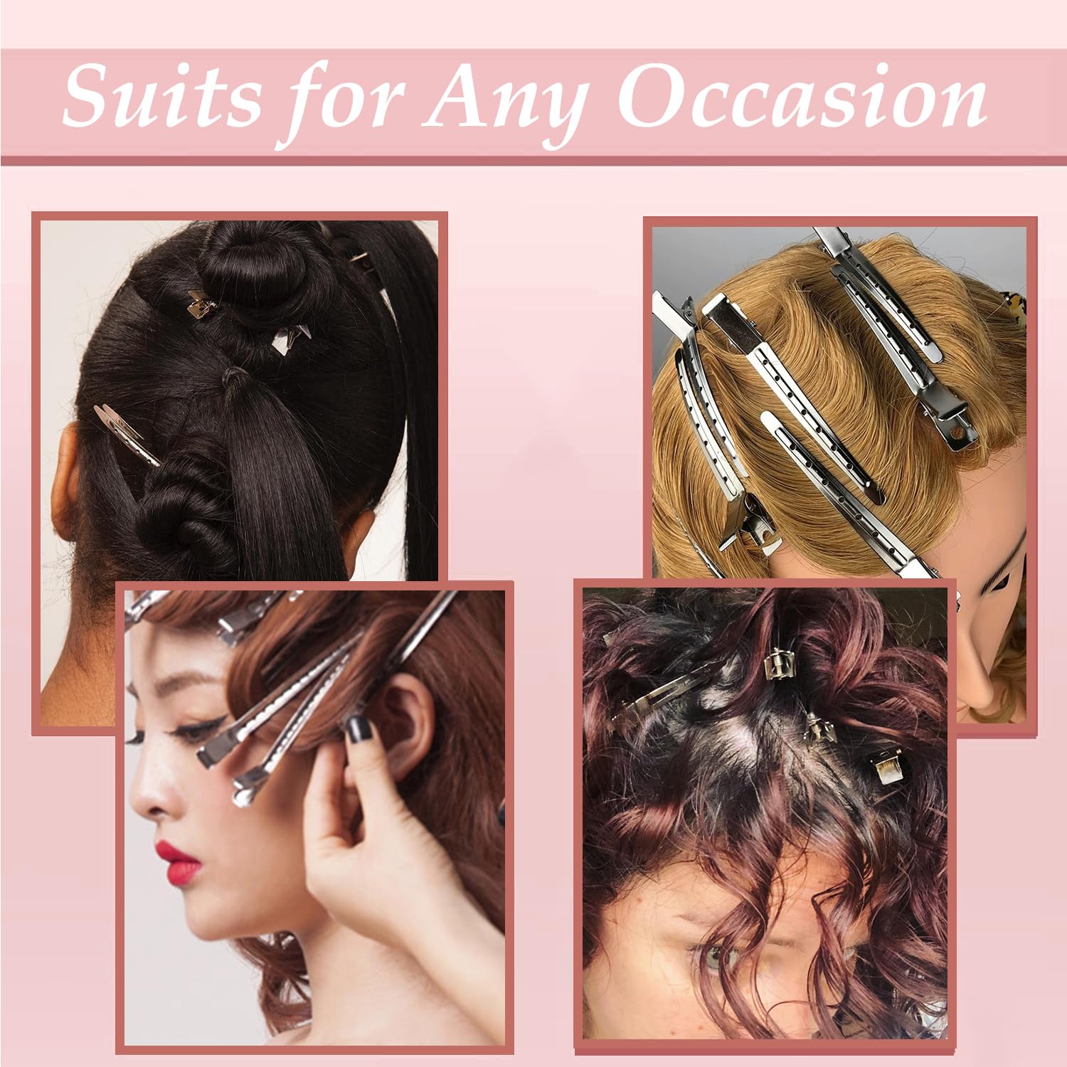 40 Pcs 3.5 Inch Duck Billed Clips,Metal Alligator Curl Hair Clips With Holes For Styling, Coloring, Thick Hair Rollers, Salon Use,Alligator Clips For Women For Thick Hair & Thin Hair,Silver