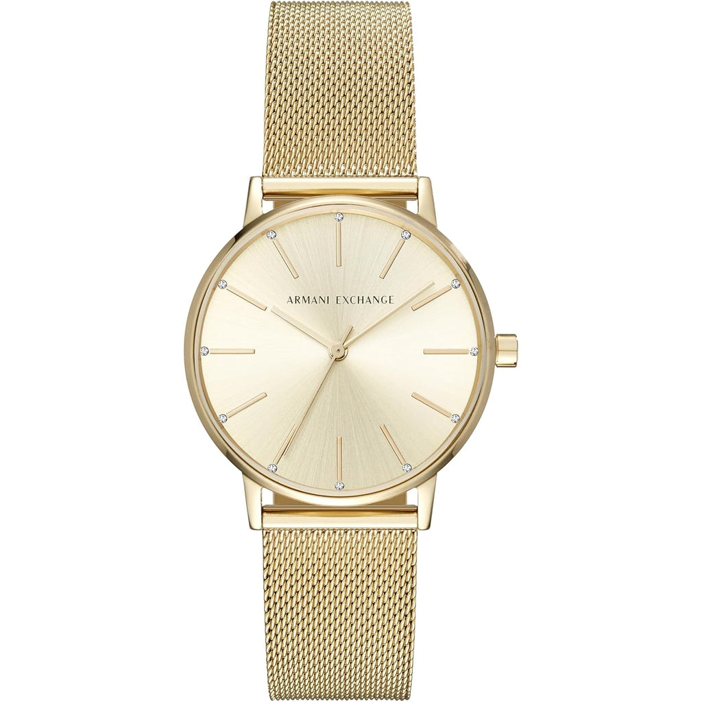 A|X Armani Exchange Three-Hand Stainless Steel Mesh Watches For Women, Women'S Gold Watch