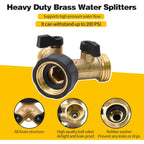 1/2/4 Pack 2 Way Hose Splitter, For 3/4" Hose Connector, With Rubber Washers & Tapes | For 3/4" Hose Connector