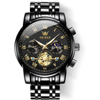 Olevs Watches Men Waterproof Luxury Big Face Mens Watch Stainless Steel Quartz Analog Dress Watches For Men Luminous Multifunction Man Watch Relojes De Hombre