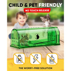 Motel Mouse Humane Mouse Traps No Kill Live Catch And Release 4 Pack - Reusable, Easy To Use & Clean, No Touch Release, Sensitive Includes Cleaning Brush, Instruction Manual & Video - Mousetrap Indoor