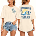 Graphic Tees Women Oversized T-Shirts: Summer Hawaiian Beach Tops Shirts Hawaii Tropical Beachy Short Sleeve Outfit Apricot
