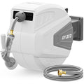 Retractable Rubber Hybrid Garden Hose Reel, 1/2"X100Ft Wall Mount | Anti-Freeze, Kink-Free Premium Rubber Hybrid Hose, 24-Month Warranty, 9-Pattern Sprayer, Any-Length Lock, Slow Auto-Return.