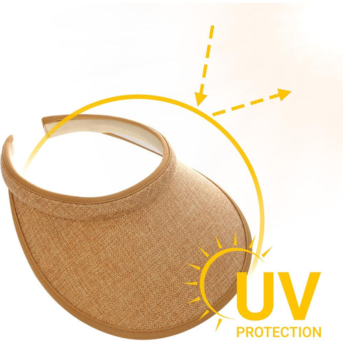 4Pcs Slip On Sun Visor Hats for Women UV Protection, Clip On Wide Brim Golf Visors for Summer Sports Travel Outdoor Activity