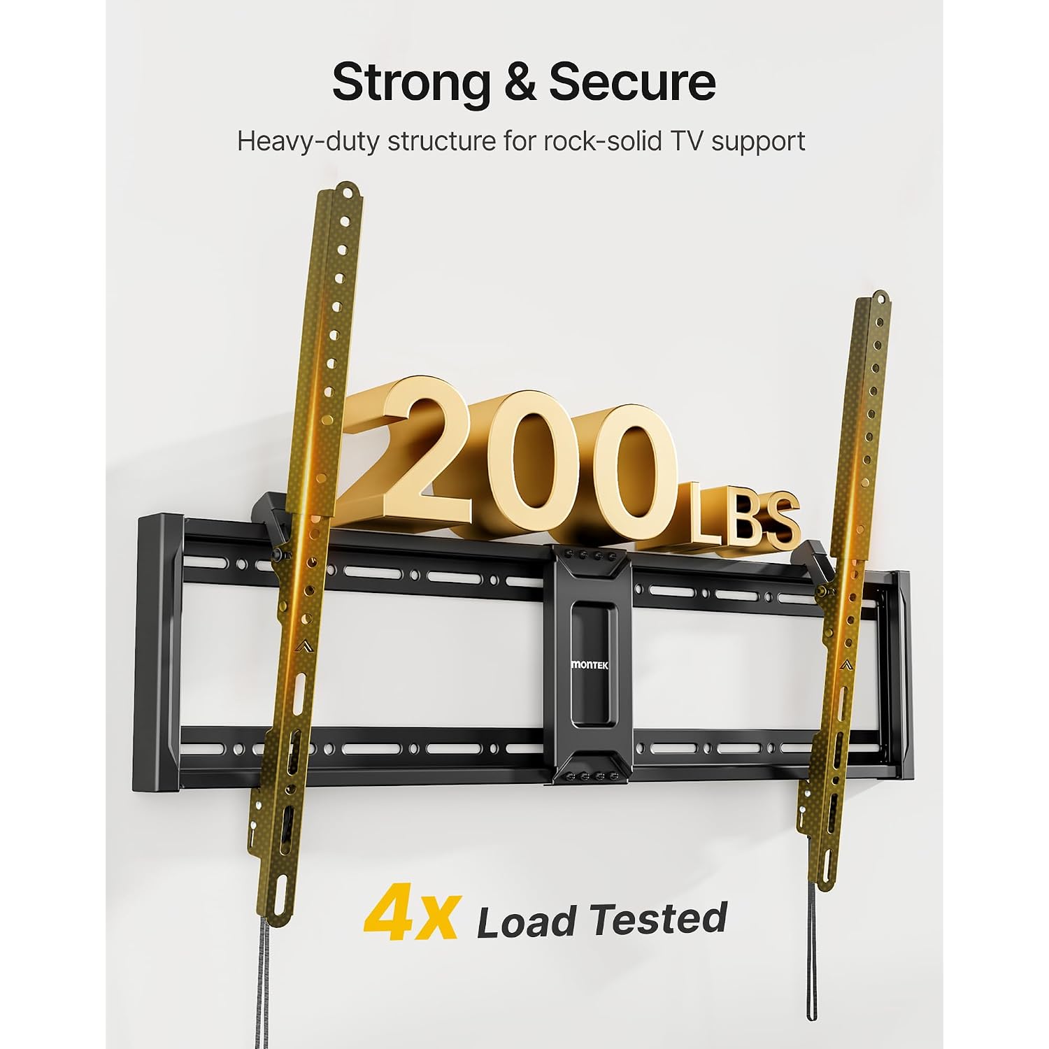 Montek Heavy Duty Tilt Tv Wall Mount For 43–100 Inch Tvs, 200 Lbs Capacity | Anti-Glare Tilt, Ultra Slim Low Profile Bracket, Max Vesa 800X600Mm, Fits 16"/18"/24"/32" Studs, 4X Load Tested