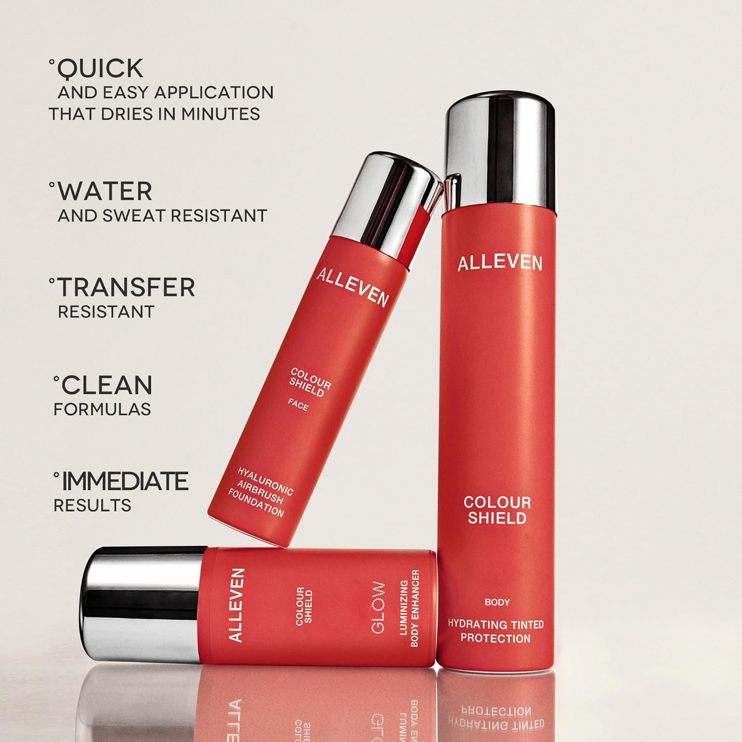 ALLEVEN Color Shield Spray Body Makeup Shimmer Luminous Finish, Ivory 100 ml