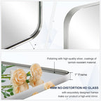 ANDY STAR Chrome Mirror for Bathroom, 30x36 Metal Frame Wall Mirror with Rounded Corner, Modern Rectangle Bathroom Vanity Mirror with Polish Finish