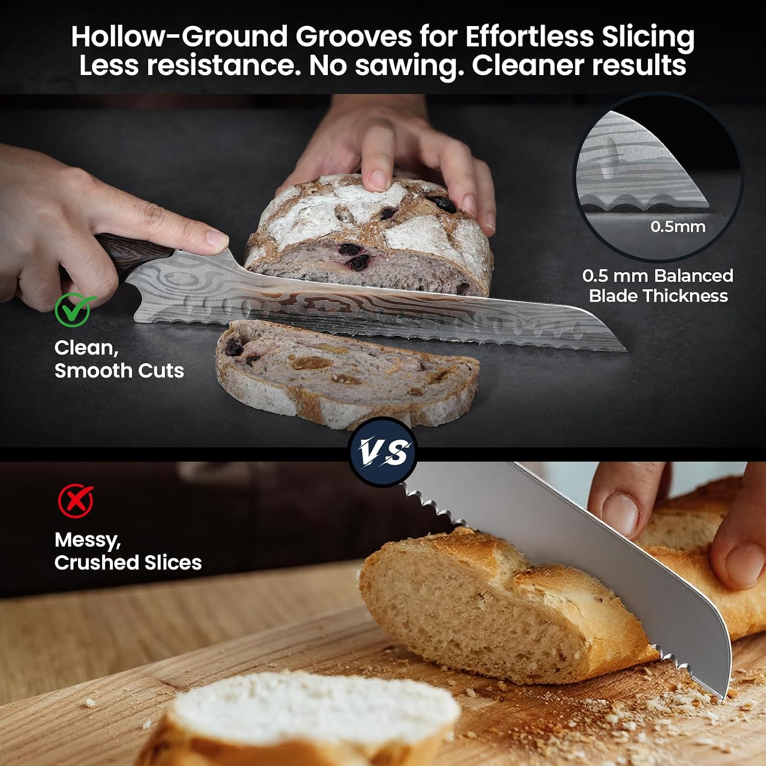 2026 New Upgraded Offset Bread Knife For Homemade Bread, 10.5 Inch Resharpenable Serrated Knife, Ultra-Sharp Sourdough Slicing, Perfect Kitchen Gift, Designed For Cutting Cakes, Fruits & Meat