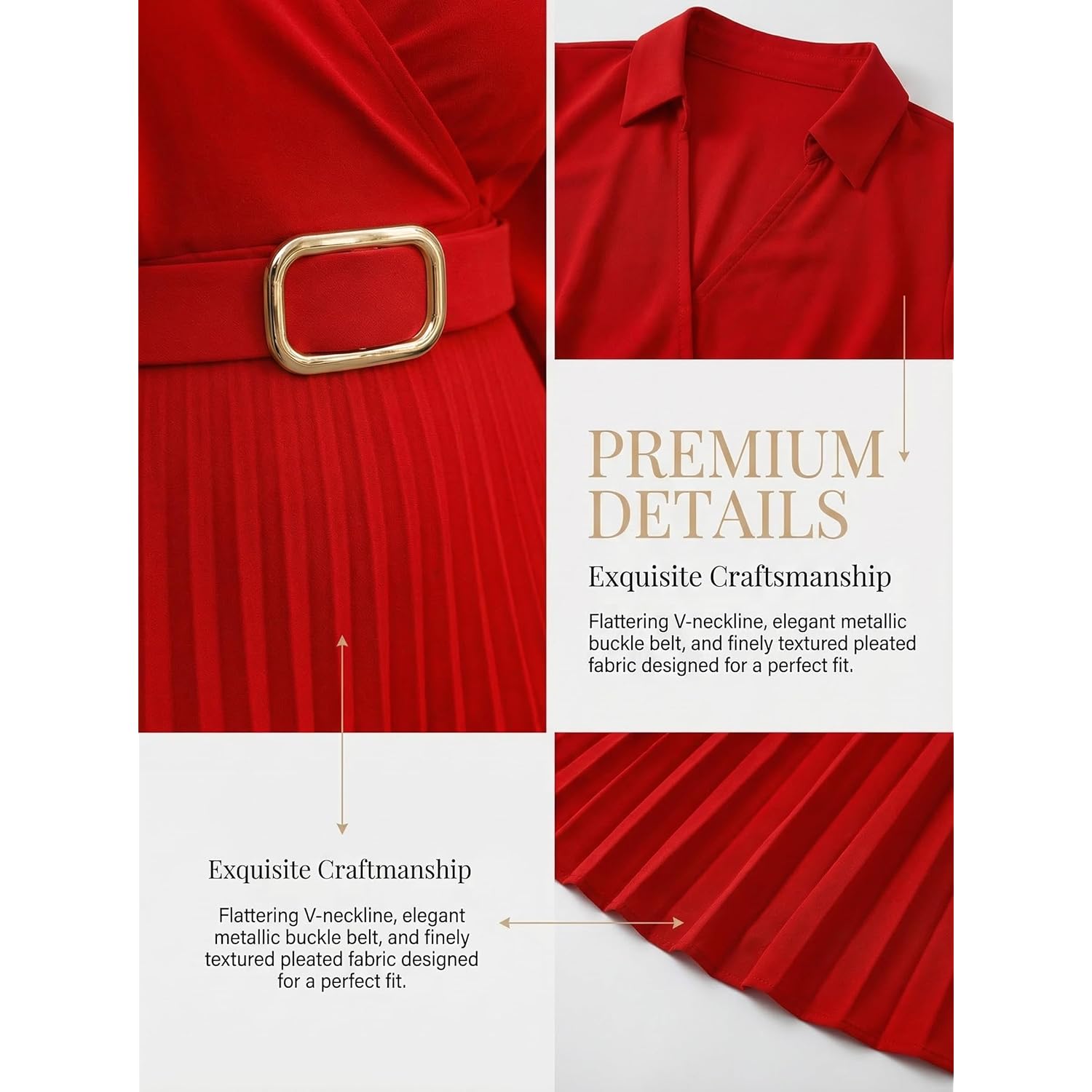 Womenâs 3/4 Sleeve Flared A Line Dress Wedding Guest Casual Semi Formal Office Lady Dresses with Belt