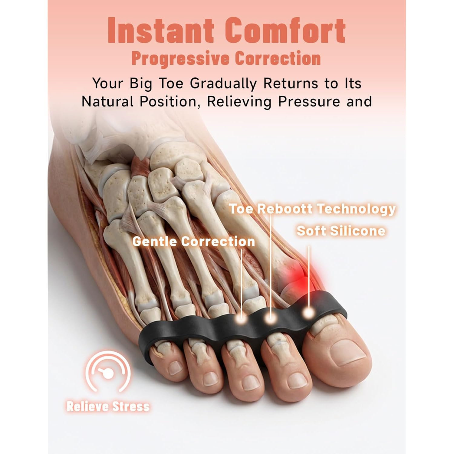 Bunion Corrector, Foot Corrector, Hammer Toe, With a Slim Design Suitable, Providing All Weather Support, Comfortable Nighttime Sleep, Washable Reusable For All Shoe Styles (1 Pair)