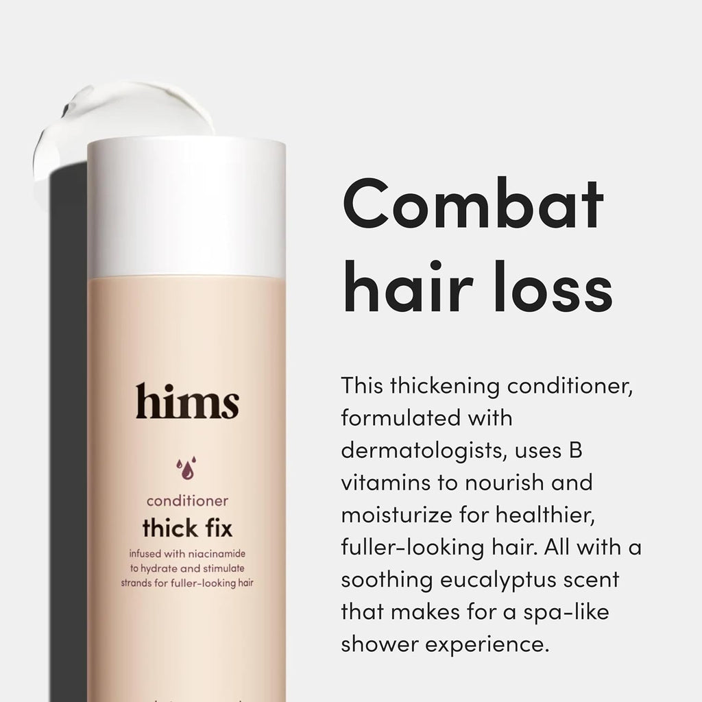 hims Thick Fix Shampoo & Conditioner Set for Healthy Hair Growth & Thickening - Eucalyptus Scent, 6.4 fl oz & hims Minoxidil 5% Topical Solution, Hair Loss & Regrowth Treatment for Men, 2 fl oz