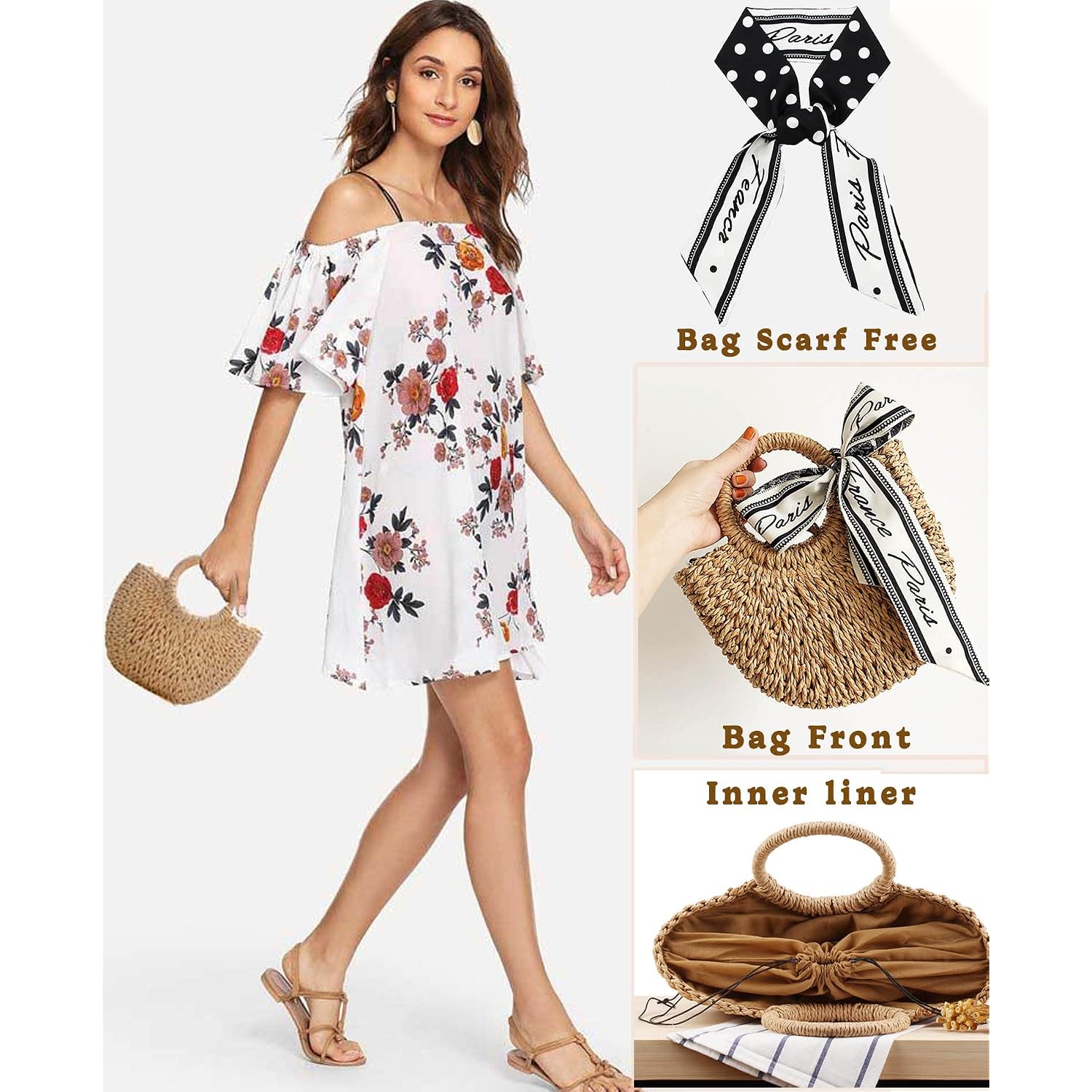 Straw Shoulder Bag For Women Woven Purse Beach Envelope Clutch Straws Wallet | Straw
