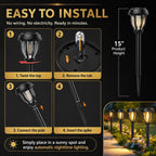 12 Pack Solar Lights Outdoor, Solar Pathway Lights Auto On/Off Waterproof Garden Landscape Lighting For Path, Yard, Walkway, Driveway Decor