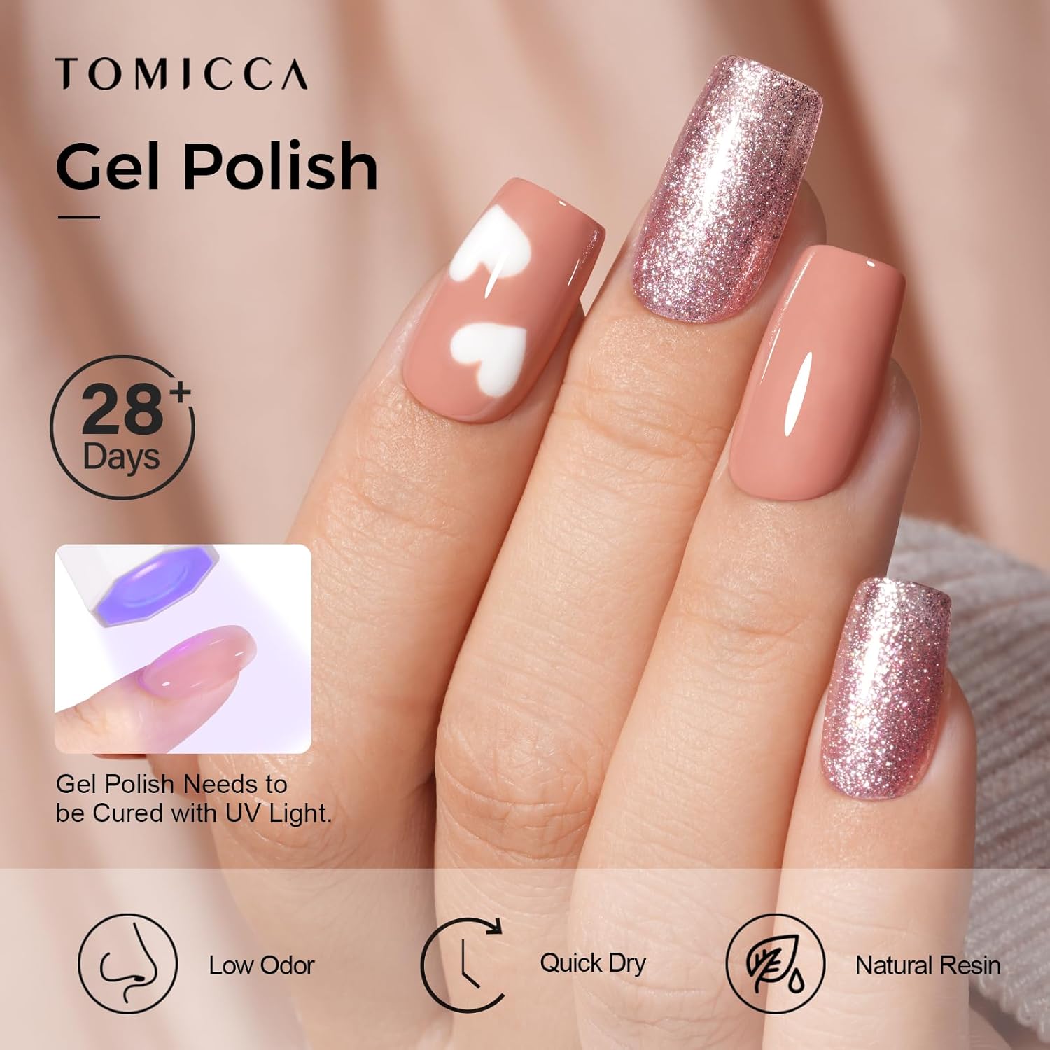 TOMICCA Gel Nail Polish, 15ML Nude Brown Gel Polish, Soak Off UV Cure Light Brown Gel Polish for Manicure Salon DIY Nail Art Design Decoration at Home Gift for Women