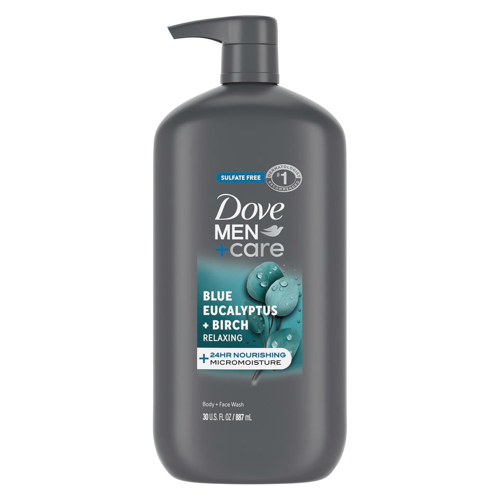 Dove Men + Care Relaxing Blue Eucalyptus + Birch Body And Face Wash With 24-Hour Nourishing Micromoisture Technology Body Wash For Men 30 Oz
