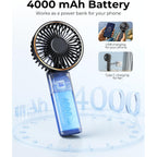Tunise Portable Handheld Fan, Portable Fan Rechargeable, 4000Mah, 180° Adjustable, 6 Speed Wind, Display Electricity In Real Time, Usb Rechargeable Foldable F An, Quiet Personal Fan As Power Bank
