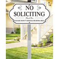 No Soliciting Sign For House - All Metal Construction - 14" X 7" Aluminum No Soliciting Yard Sign With 28" Stake - For Home And Front Door