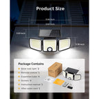 Brightown 2 Pack Solar Outdoor Lights, 2500Lm 223 Led Solar Flood Outdoor Lights With Motion Sensor 3 Modes, 3 Head 270° Wide Angle Street Area Ip65 Waterproof Security Wall Lights With Remote