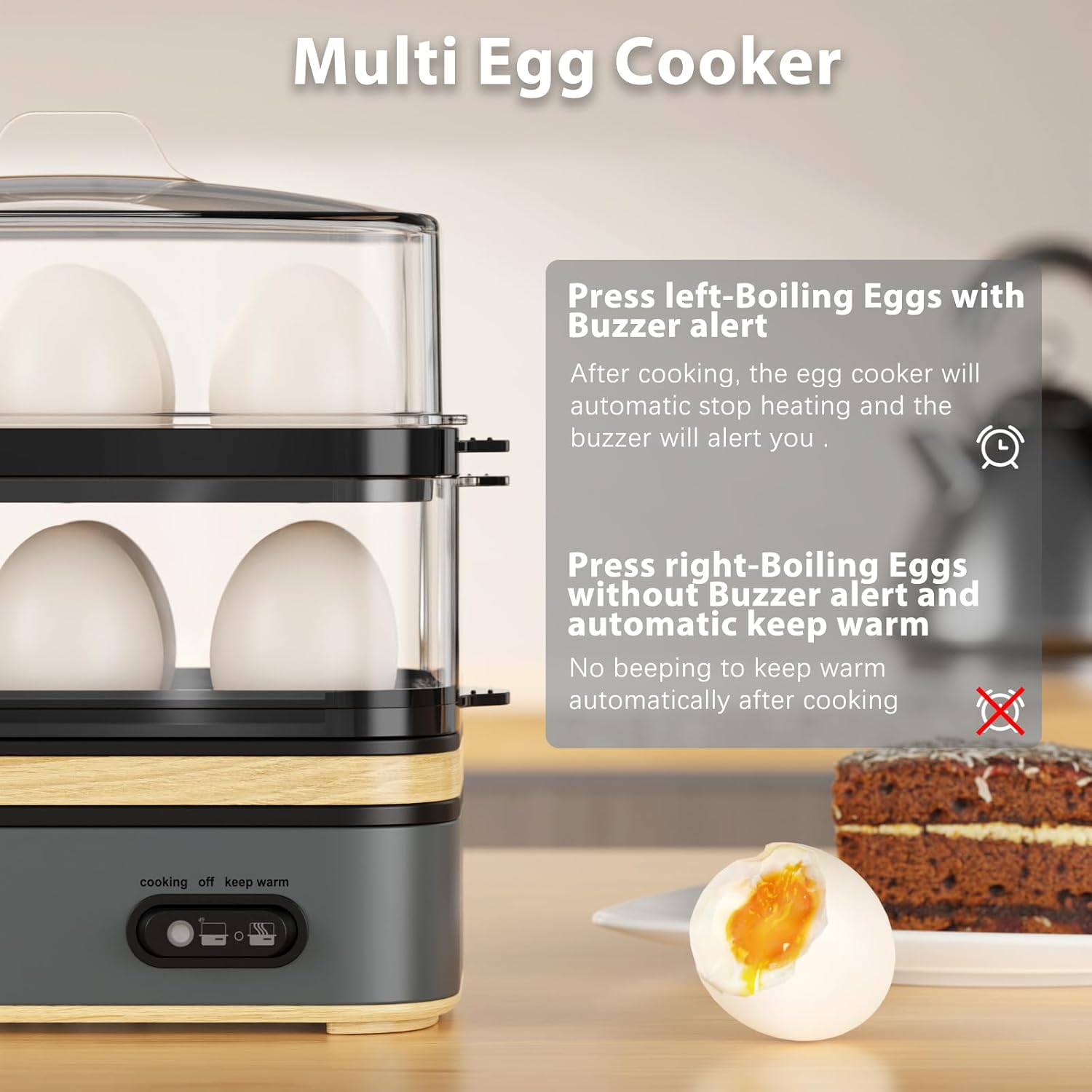 Evoloop Rapid Egg Cooker Electric 12 Eggs Capacity, Soft, Medium, Hard Boiled, Poached, Omelet Maker Egg Poacher & Vegetable Steamer, BPA Free Tray(Grey)