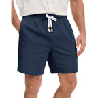 Magnivit Men‘S Cotton Shorts Beach Casual Vacation Short Lightweight Elastic Waist Drawstring Short With Deep Pockets