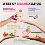Skin Said Yes Organic Soap Bar (Pack Of 8) - Natural Soap Made In Greece | Tripple Milled | Nuorishing Shea Butter, Olive Oil, Lavander And Sandalwood, Aloe Vera & Cucumber Extract