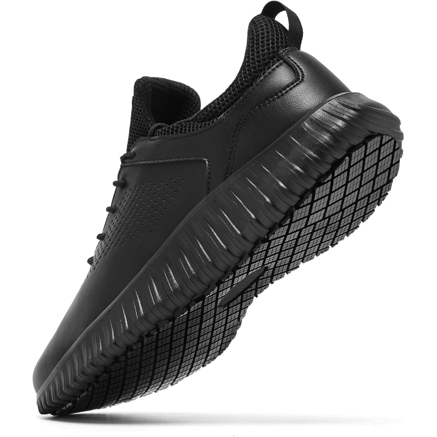 Shulook Men'S Non Slip Work Shoes Lace Up Slip Resistant Sneakers Waterproof Food Service Kitchen Chef Restaurant Slip On Walking Shoes Lightweight Comfortable Nursing Shoes Working Footwear