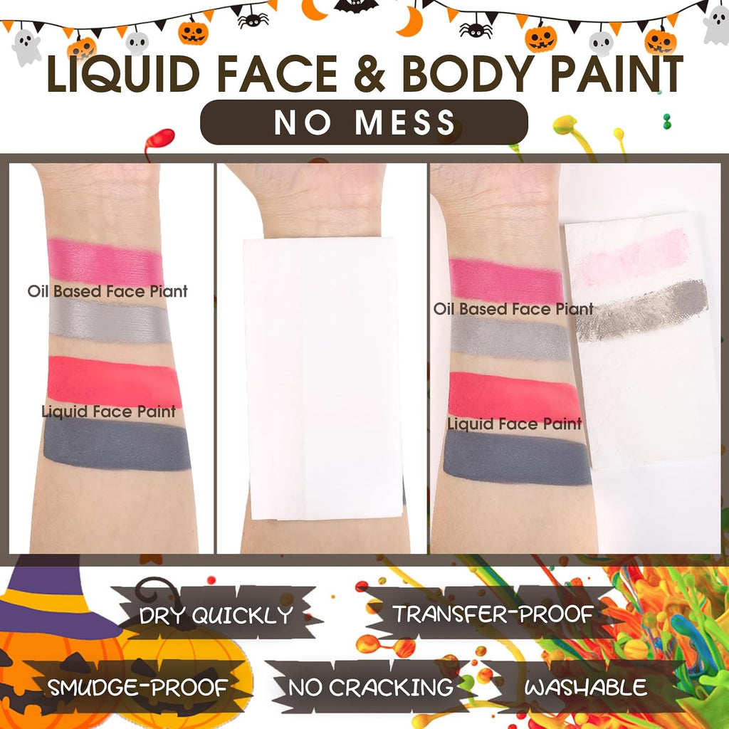 Bobisuka White Face Body Paint Liquid Texture Washable Non Toxic Facepaint Fast Drying Foundation Makeup For Halloween Clown Skeleton Skull Cosplay Sfx Costume Party Large Capacity(130Ml)