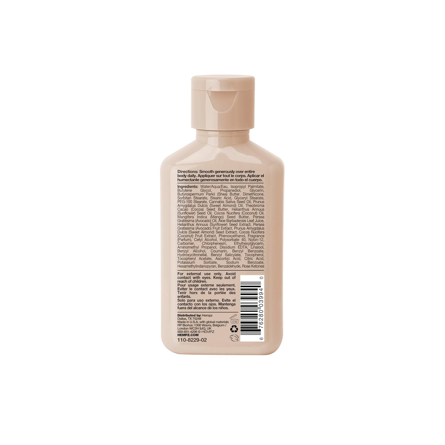 Hempz Smoothing Herbal Body Moisturizer, Koa & Sweet Almond, 2.25 Oz - Lightweight Lotion With Hemp Seed Oil & Shea Butter, Vegan For Dry Skin