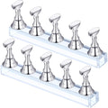 Blulu 2 Sets Nail Stand Press on Nail Holder Magnetic Fake Nails Holder Acrylic Nails Display Practice for Painting Art for False Fingernail Manicure Tool Home DIY Salon Supplies(Silver)