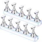 Blulu 2 Sets Nail Stand Press on Nail Holder Magnetic Fake Nails Holder Acrylic Nails Display Practice for Painting Art for False Fingernail Manicure Tool Home DIY Salon Supplies(Silver)