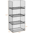 4-Tier Stackable Closet Organizers And Storage Shelves, Foldable Closet Shelf Organizer, Black(Patent Protection)(Patent No. 30022416)