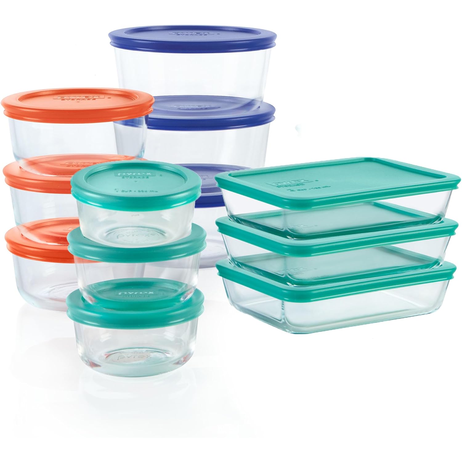 Pyrex Simply Store (12-Pack) Glass Food Storage Containers Set, (1, 2, & 3 Cup) Meal Prep Containers With Plastic Bpa-Free Lids, Dishwasher & Microwave Safe