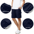 Mens Casual Sweat Cargo Cotton Shorts Drawstring Elastic Waist Athletic Workout Gym Jogger Shorts With 5 Pockets